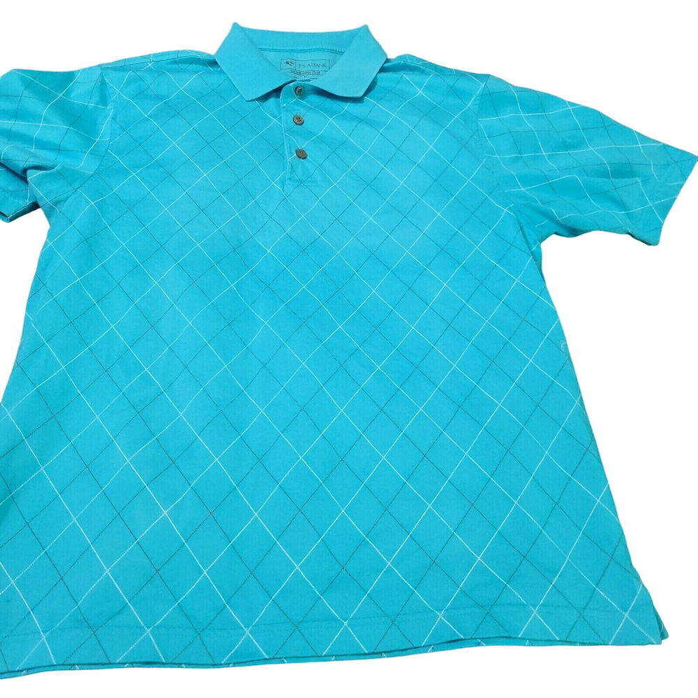 Jos A Bank Leadbetter Mens Golf Polo Blue Size M Cotton Blend Short Sleeve